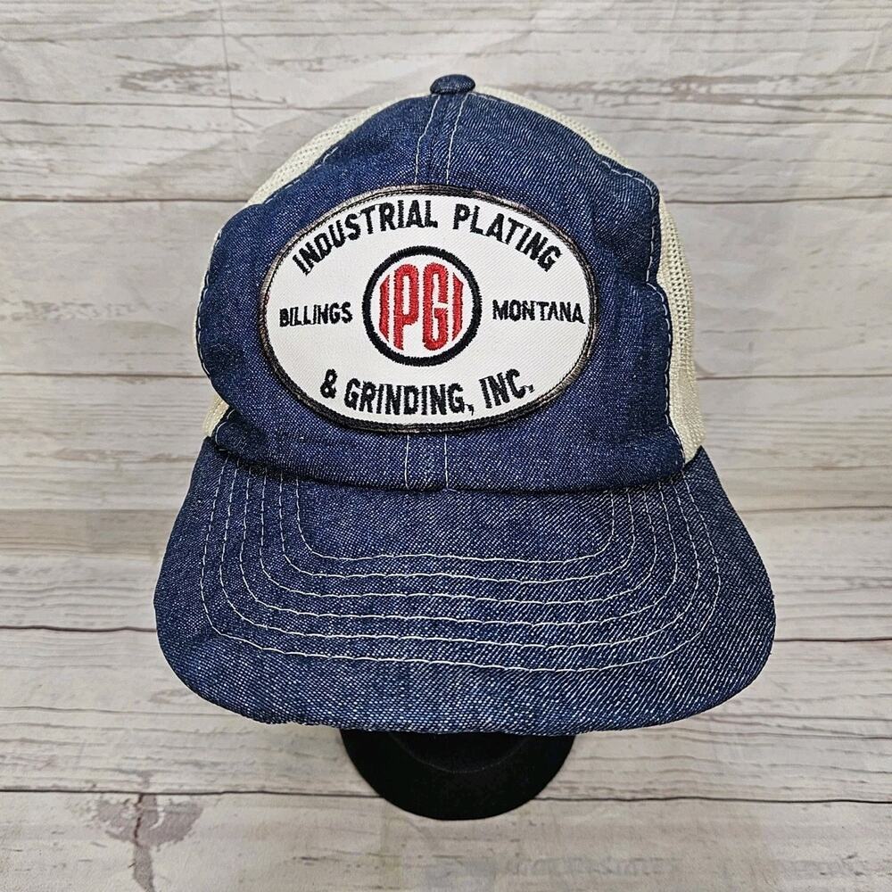Vintage Cardinal Cap Co. Denim Trucker Hat Unstructured Bill Industrial Plating